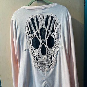 Light Pink Sugar Skull on the Back Top Sz Small S